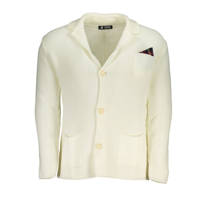 Elegant White Cardigan With Logo Detail