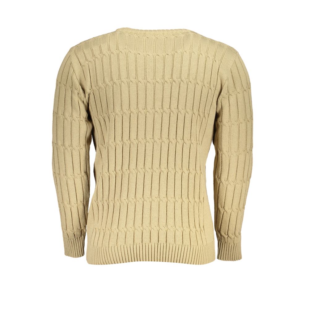 Elegant Beige Long Sleeve Crew Neck Sweater