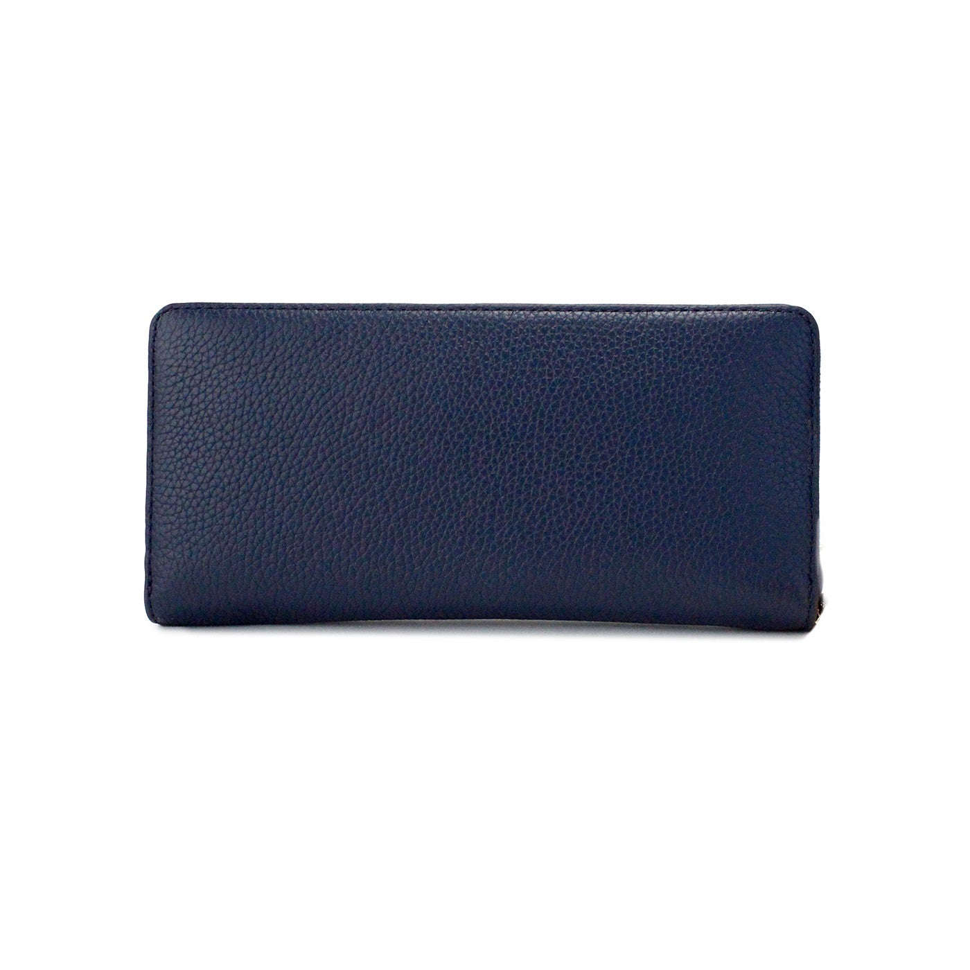 Cartera de mano continental grande de cuero granulado azul marino Jet Set Travel