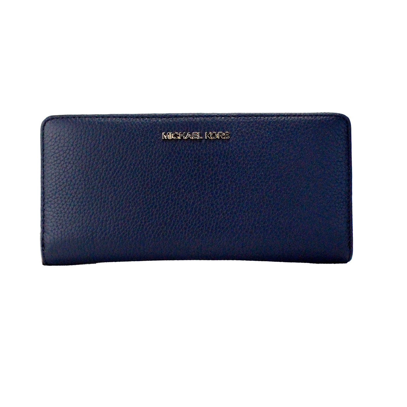 Cartera de mano continental grande de cuero granulado azul marino Jet Set Travel