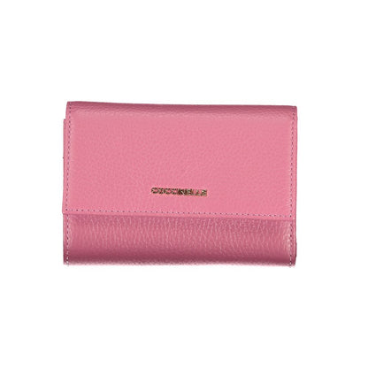 Elegant Pink Leather Wallet with Multiple Compartments