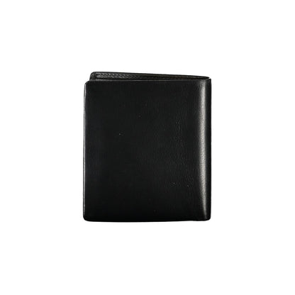 Cartera elegante de piel negra para hombre