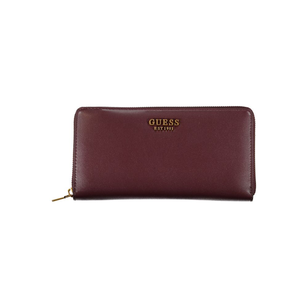 Elegante cartera morada de triple compartimento