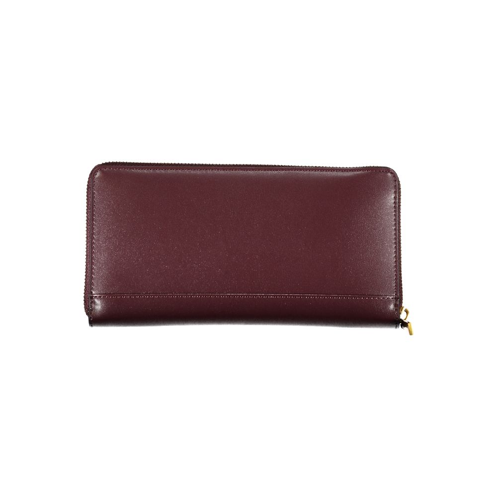 Elegante cartera morada de triple compartimento