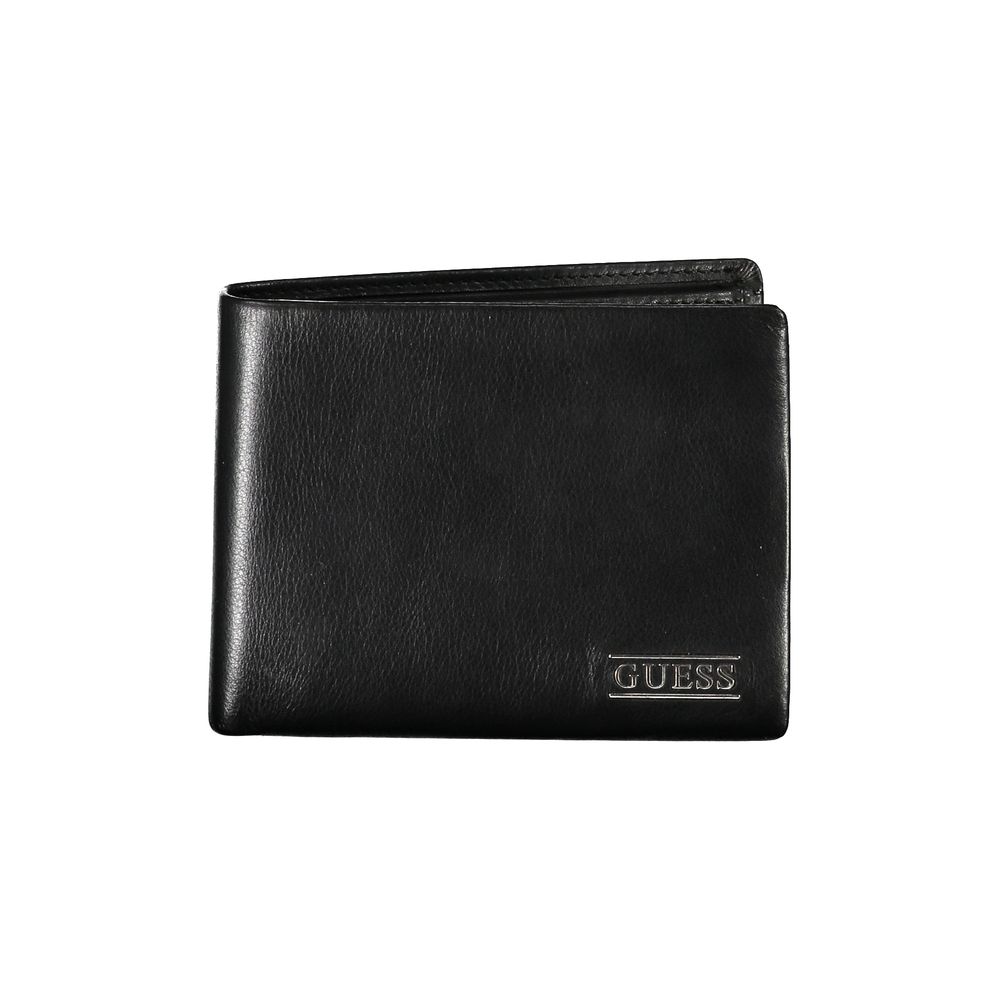 Elegante cartera plegable de cuero negro