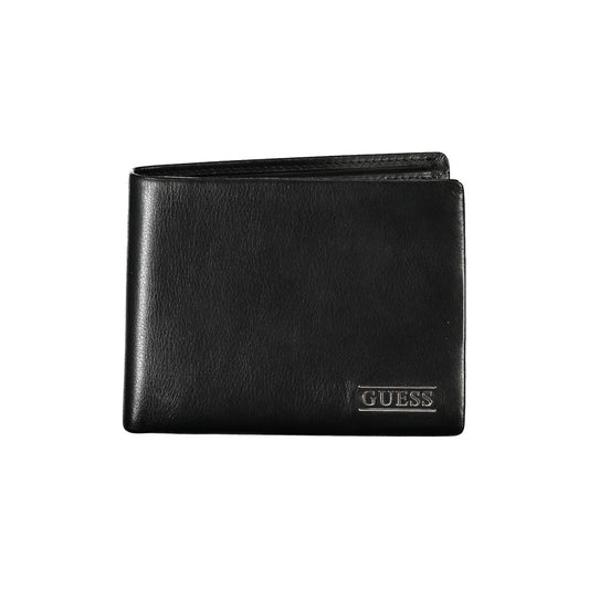 Elegante cartera plegable de cuero negro