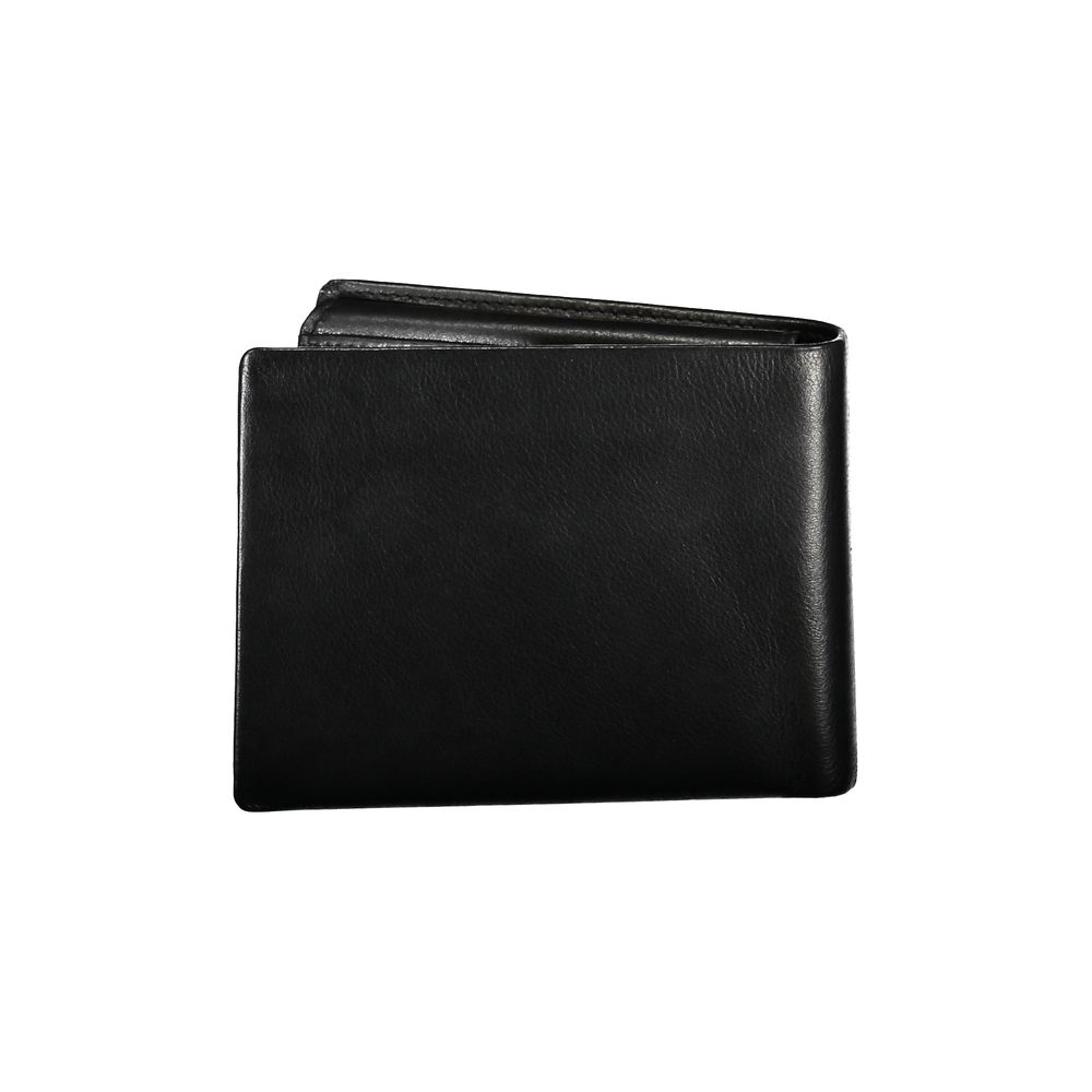 Elegante cartera plegable de cuero negro