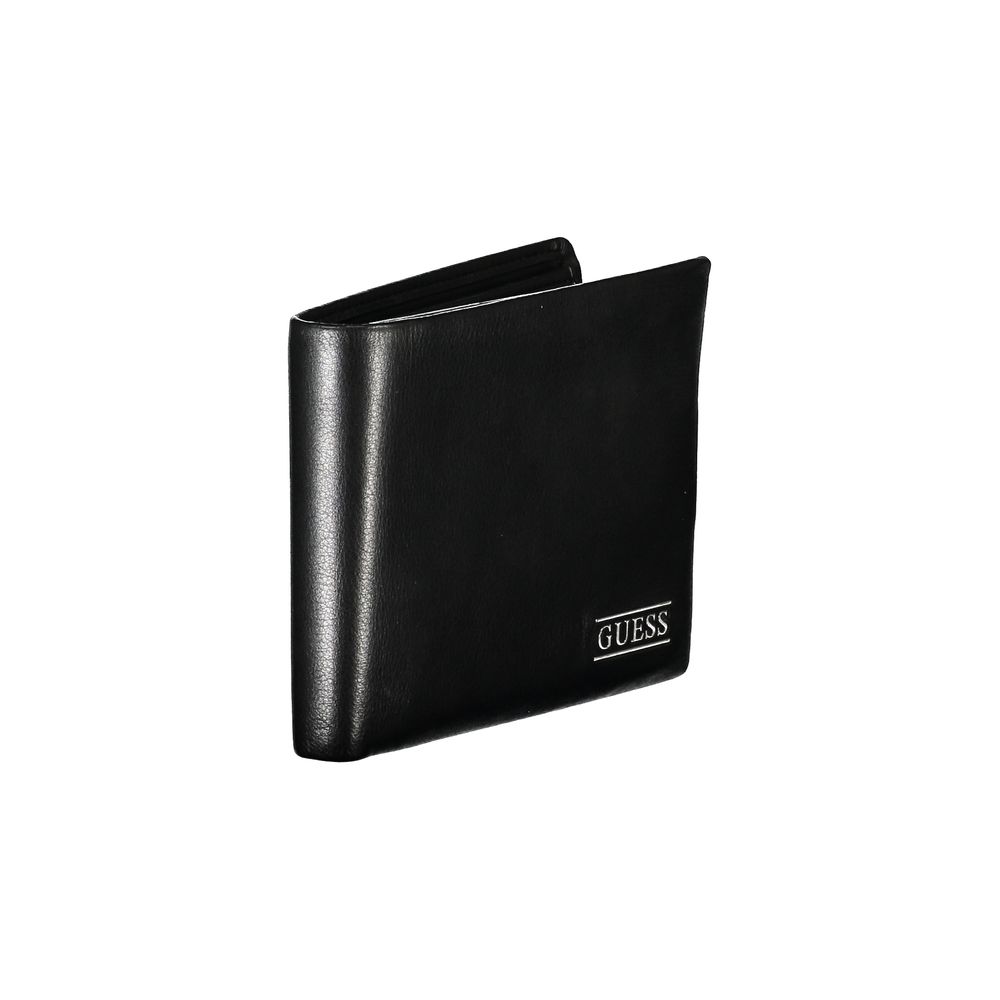 Elegante cartera plegable de cuero negro