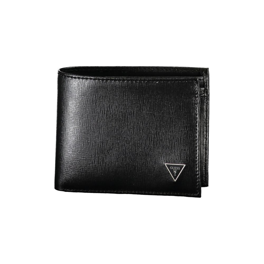 Elegante Cartera de Cuero Negro con Bloque RFID