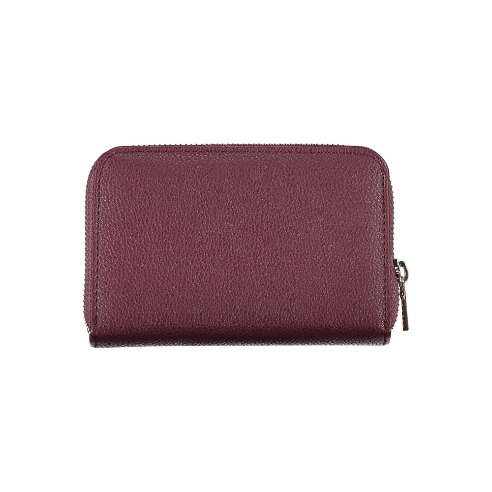 Elegante cartera morada multicompartimentos