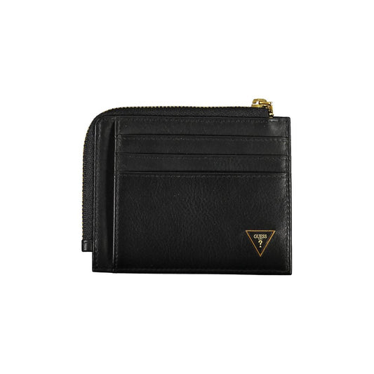 Elegante cartera de cuero negro con bloque RFID