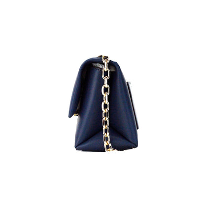 Cece kleine marineblauwe vegan leren converteerbare crossbodytas met klep