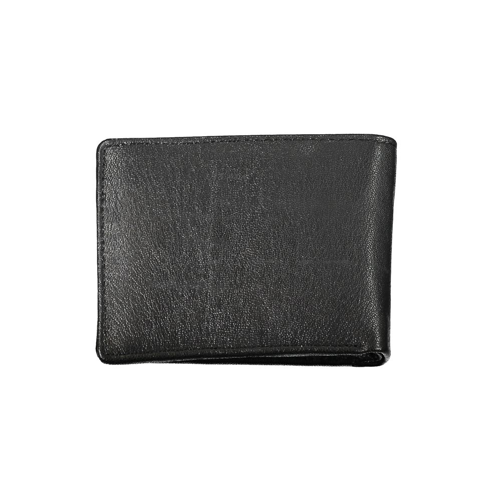 Elegant Black Leather Dual-Compartment Wallet