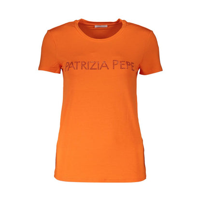 Camiseta naranja elegante con diamantes de imitación