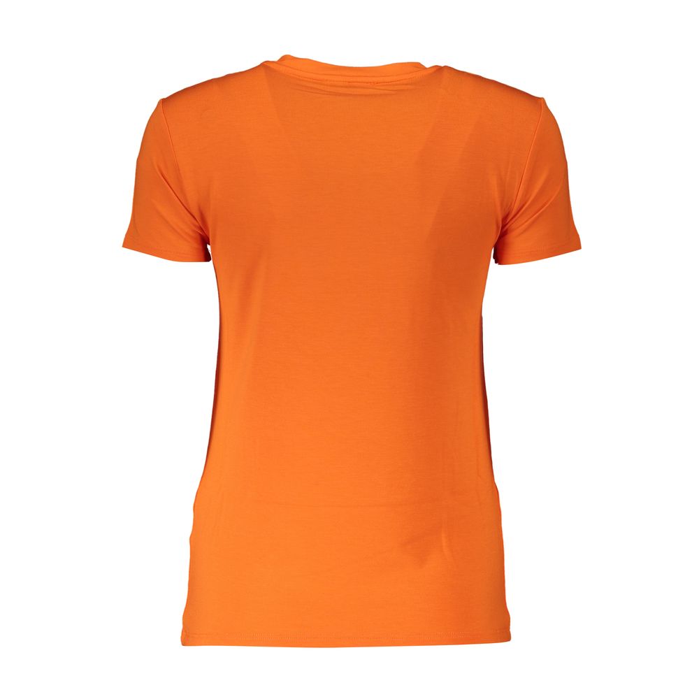 Camiseta naranja elegante con diamantes de imitación