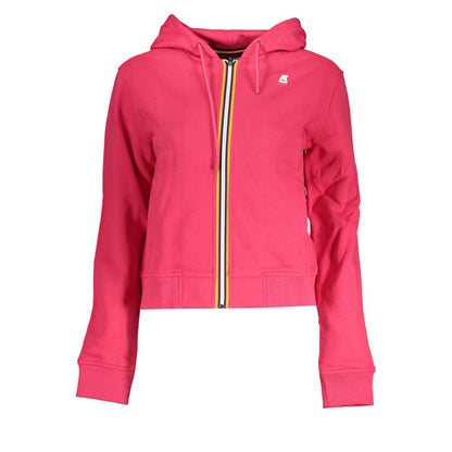 Chic Pink Hooded Sweatshirt with Contrast Details