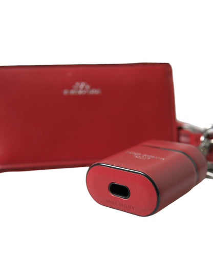 Elegante funda para Airpods de cuero rojo