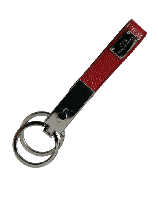 Elegante estuche para llaves triple de cuero rojo