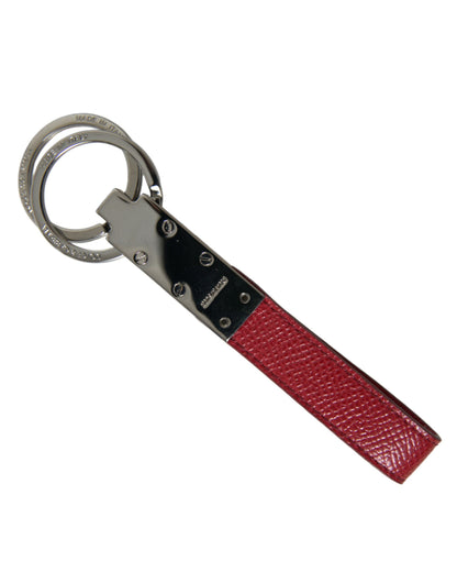 Elegant Red Leather Trifold Key Holder Case