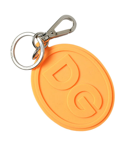 Elegant Orange Charm Keyring with Silver Detail