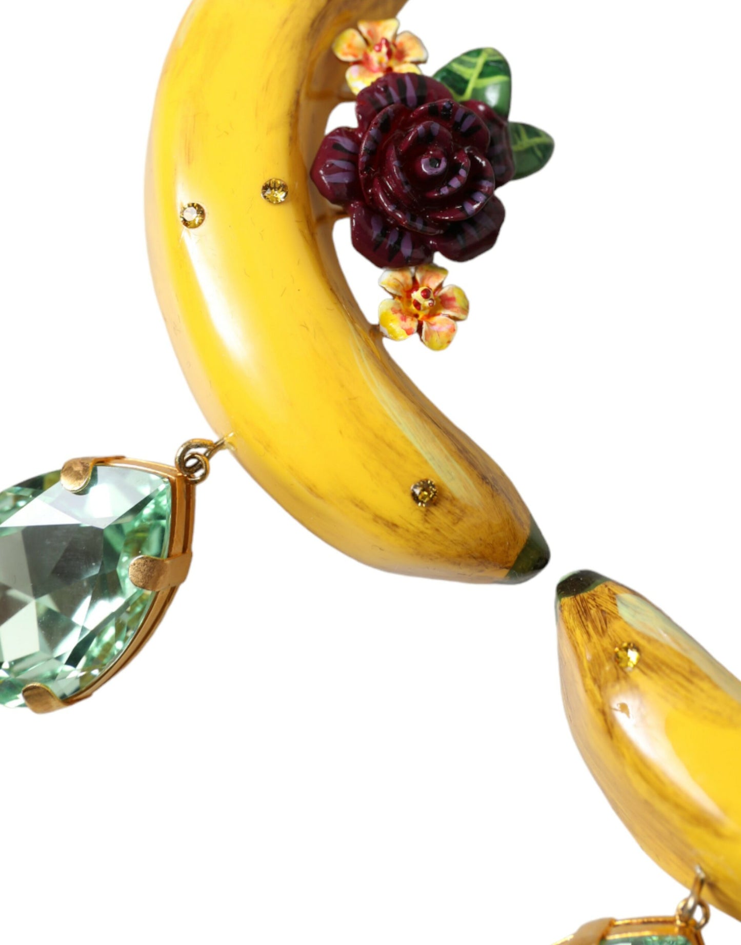 Goud messing kristal banaan clip-on sieraden bungelende oorbellen