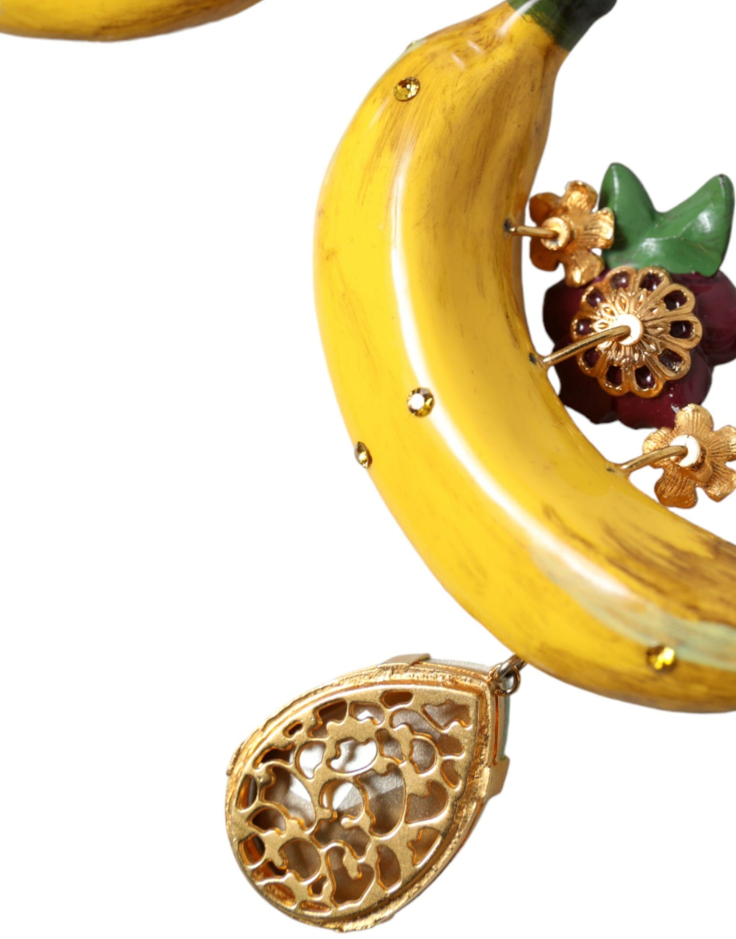 Goud messing kristal banaan clip-on sieraden bungelende oorbellen