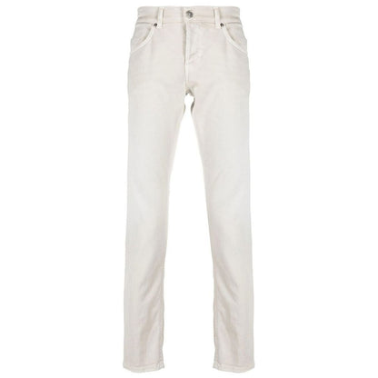 Cream-Colored Cotton Blend Trousers