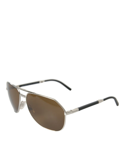 Elegantes gafas de sol de metal plateado para hombre