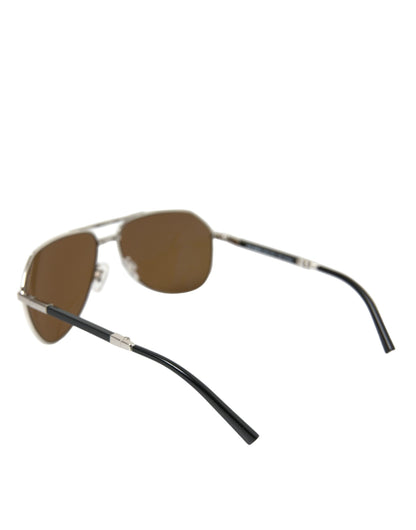 Elegantes gafas de sol de metal plateado para hombre