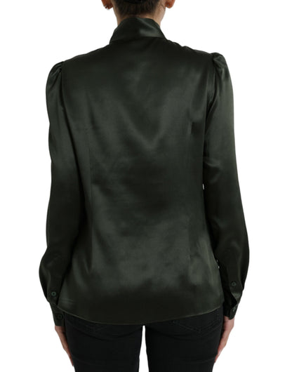 Blusa elegante de seda con cuello Ascot