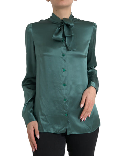 Blusa elegante de seda verde oscuro