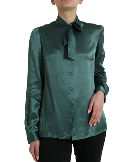 Blusa elegante de seda verde oscuro