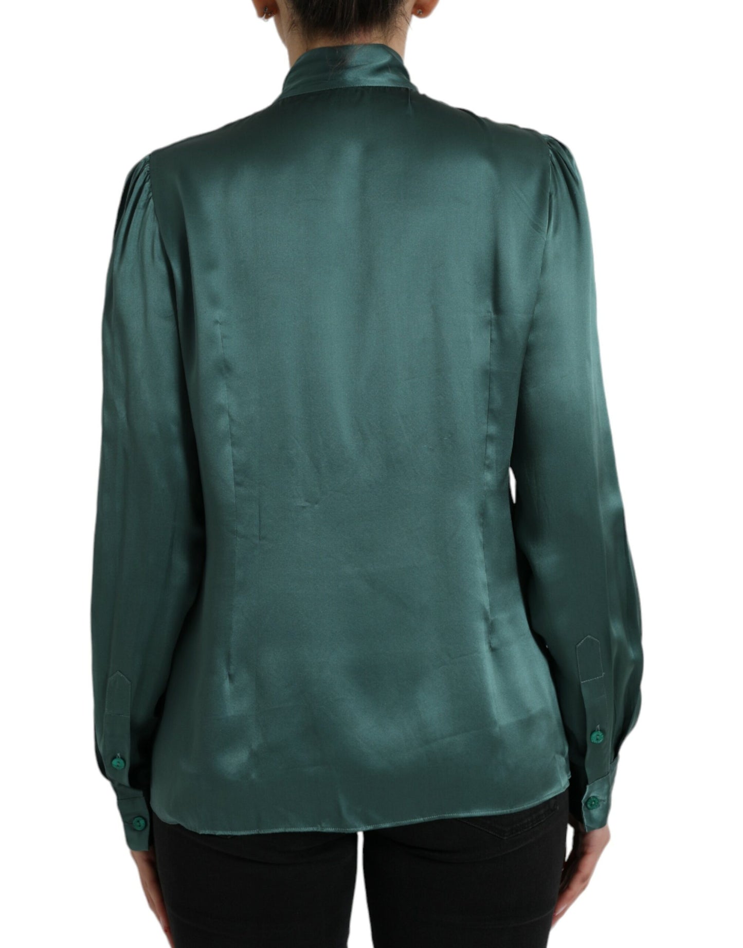 Blusa elegante de seda verde oscuro