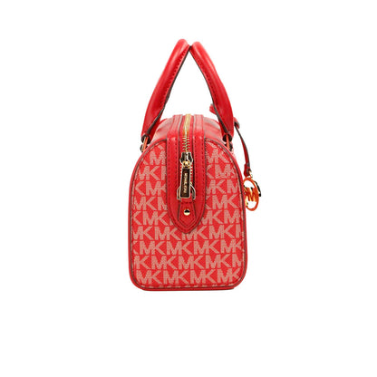 Bolso cruzado de lona de PVC con firma Travel XS, color rojo brillante