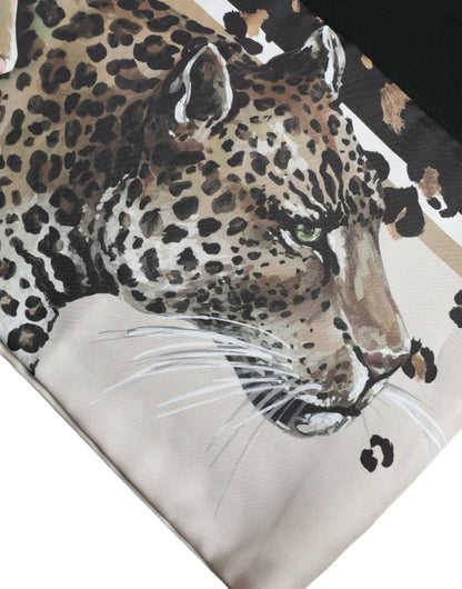 Camiseta elegante con cuello redondo y estampado de leopardo