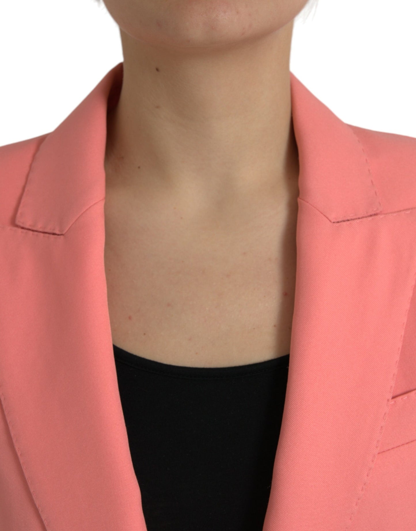 Blazer rosa elegante con solapa de pico