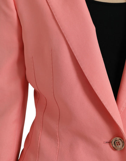 Blazer rosa elegante con solapa de pico