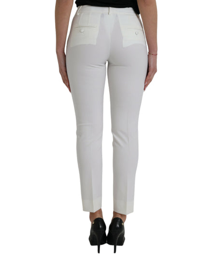 Elegantes pantalones cónicos blancos de cintura media