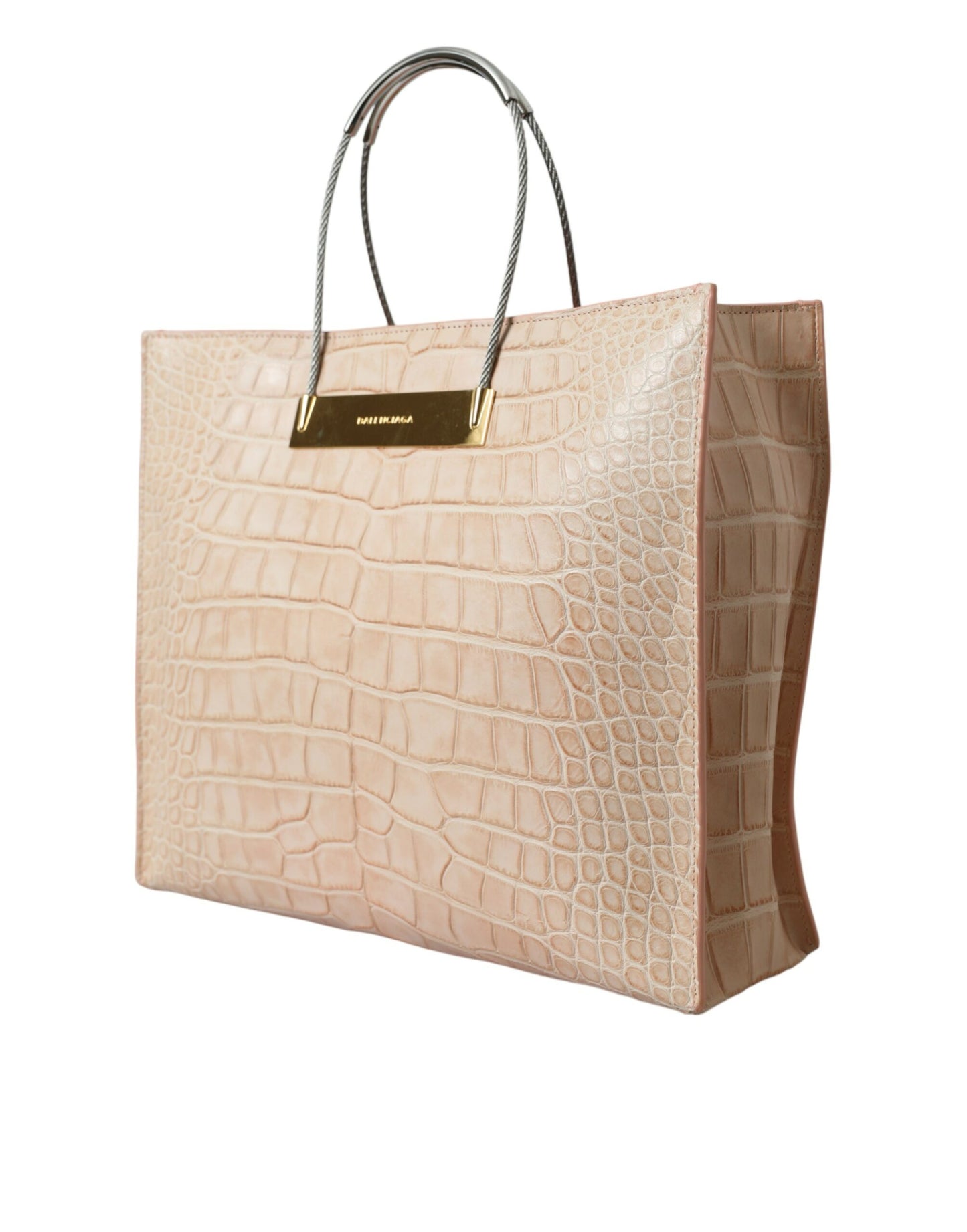 Bolso tote rosa elegante de piel de cocodrilo