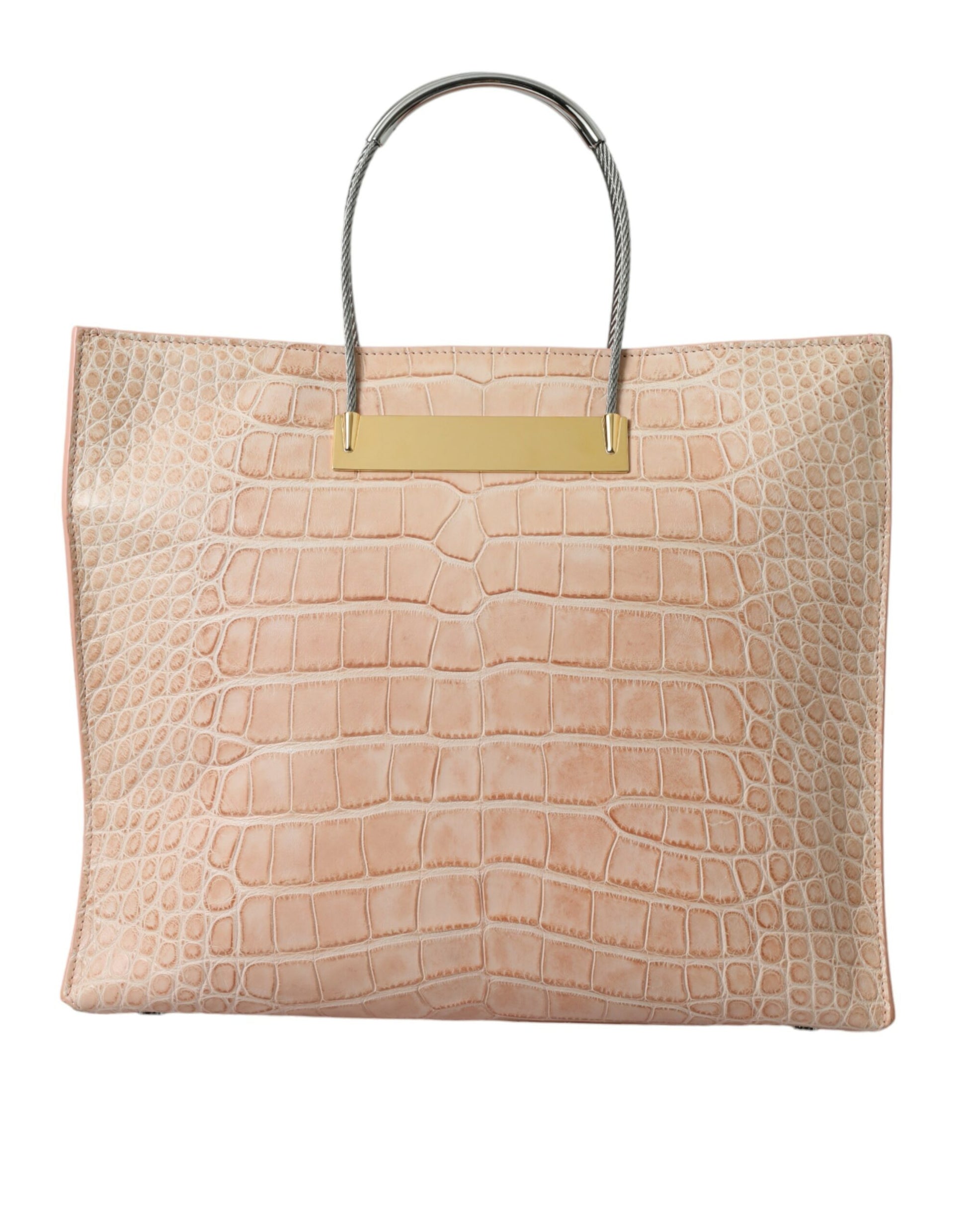 Bolso tote rosa elegante de piel de cocodrilo