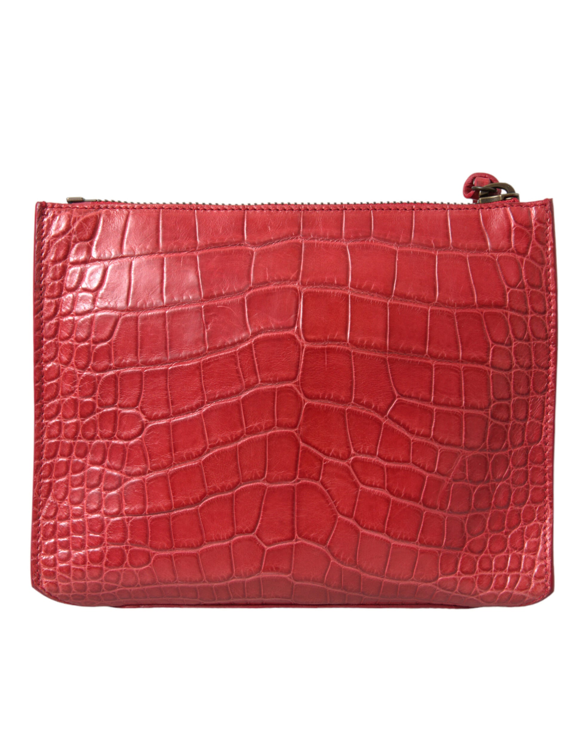 Clutch de piel de cocodrilo rojo exótico