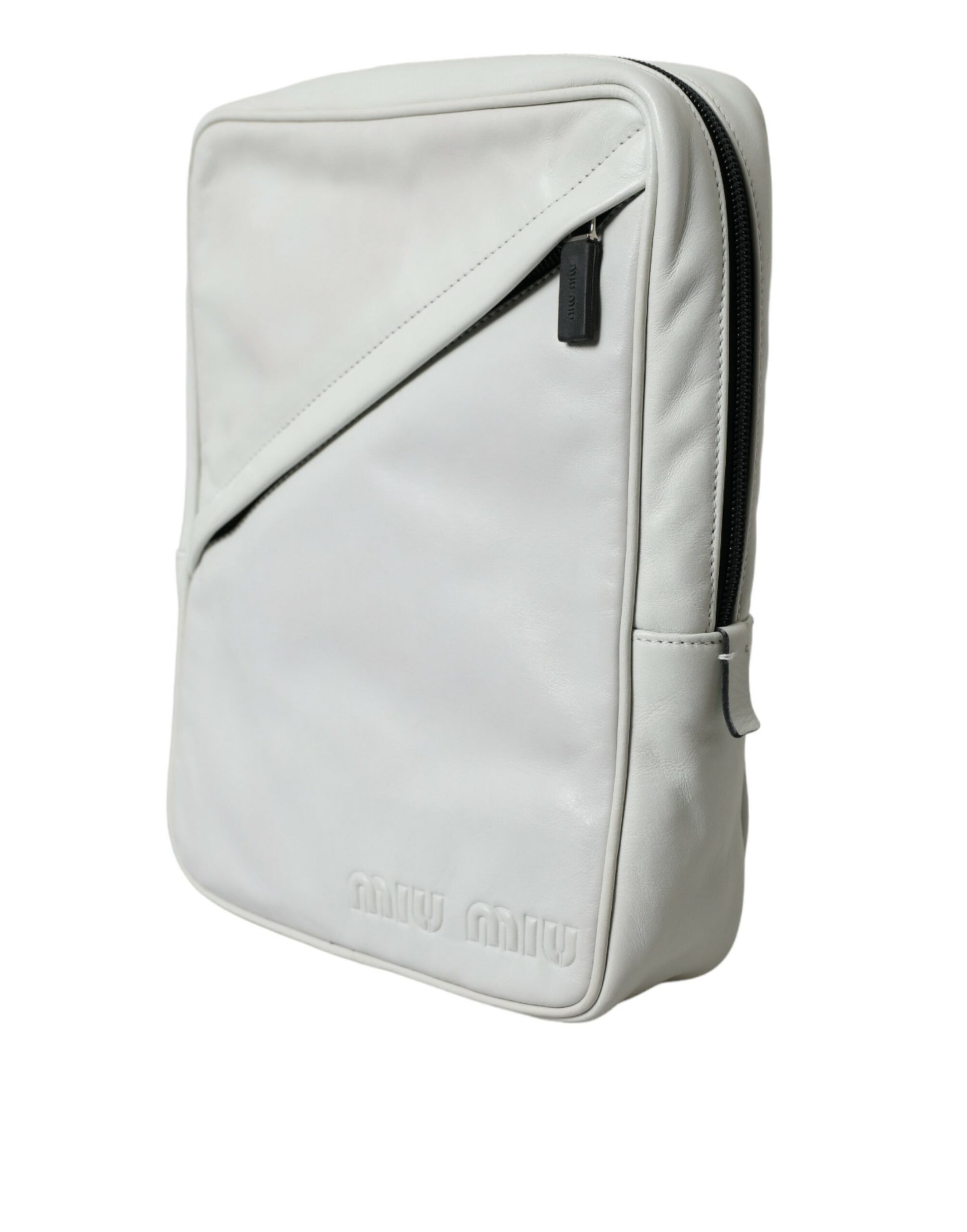 Elegante bolso bandolera de cuero blanco y negro