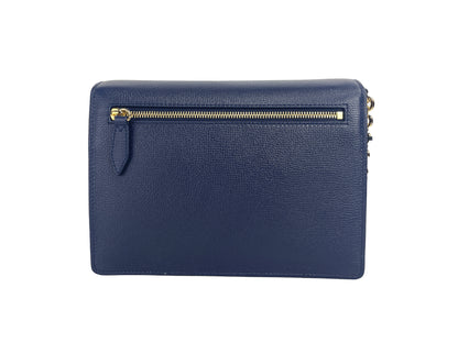 Macken Small Regency Blue House Check Leather Crossbody Bag