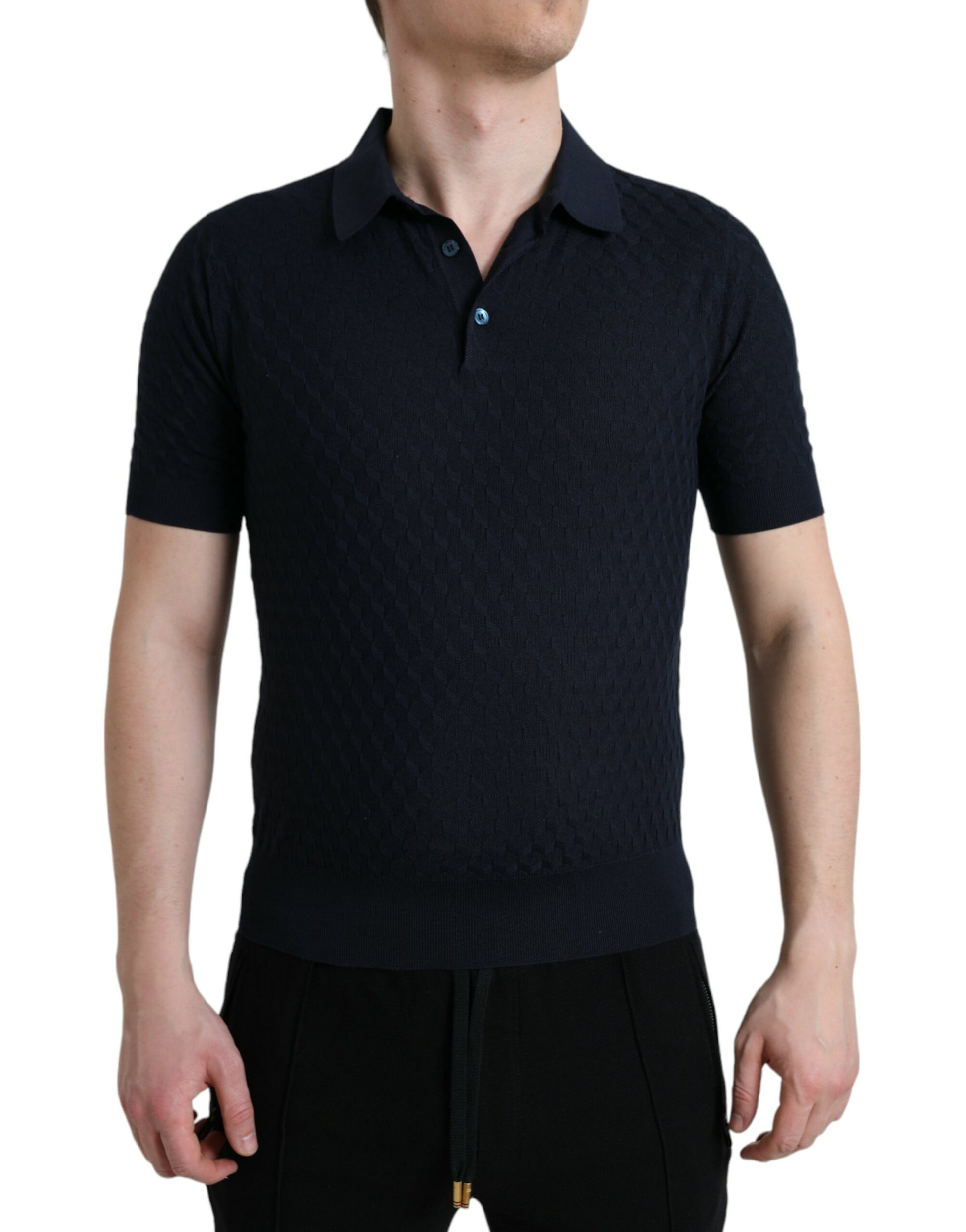 Dark Blue Collared Short Sleeve Polo T-shirt