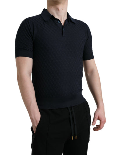 Dark Blue Collared Short Sleeve Polo T-shirt