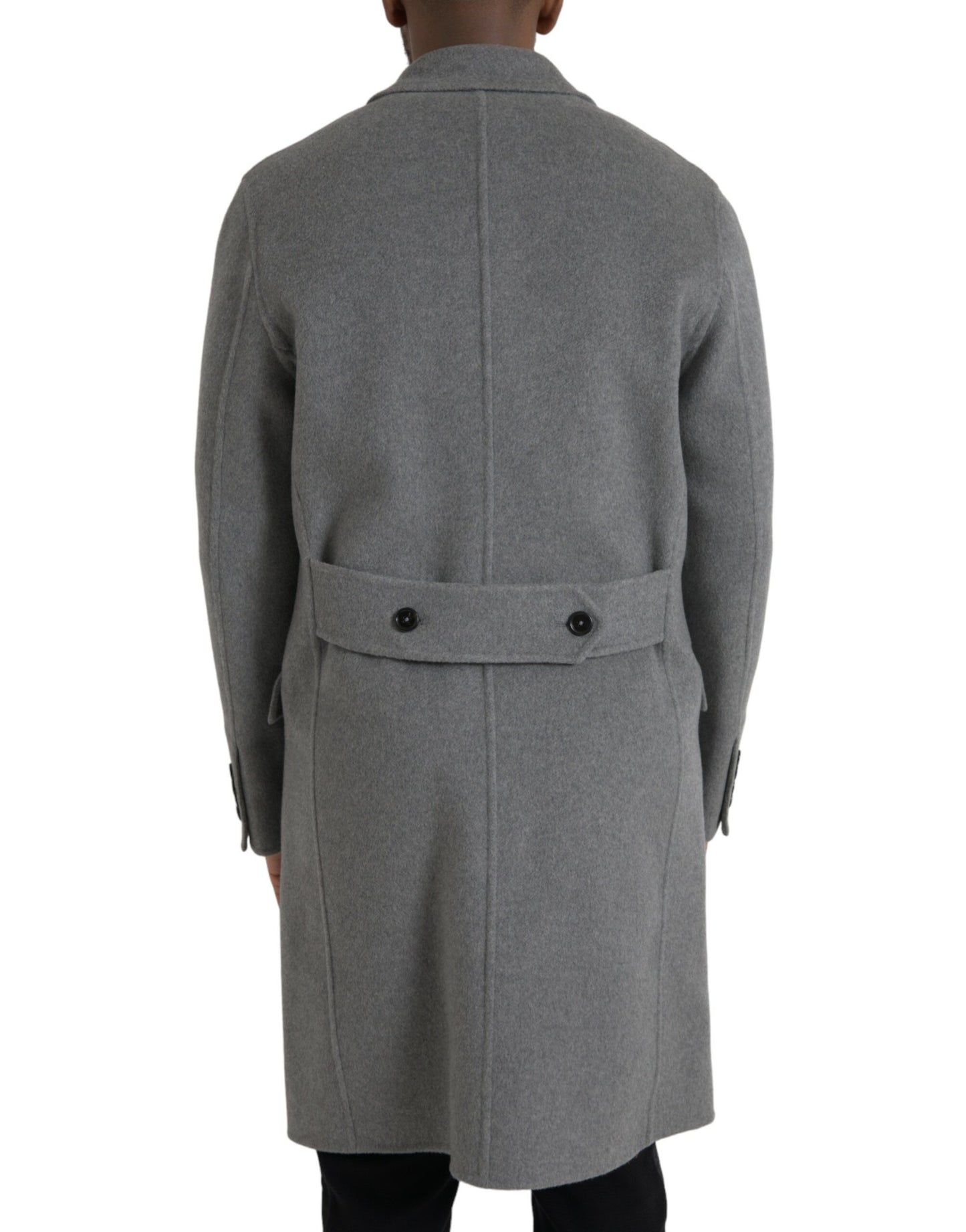 Gray Double Trench Coat Cashmere Jacket