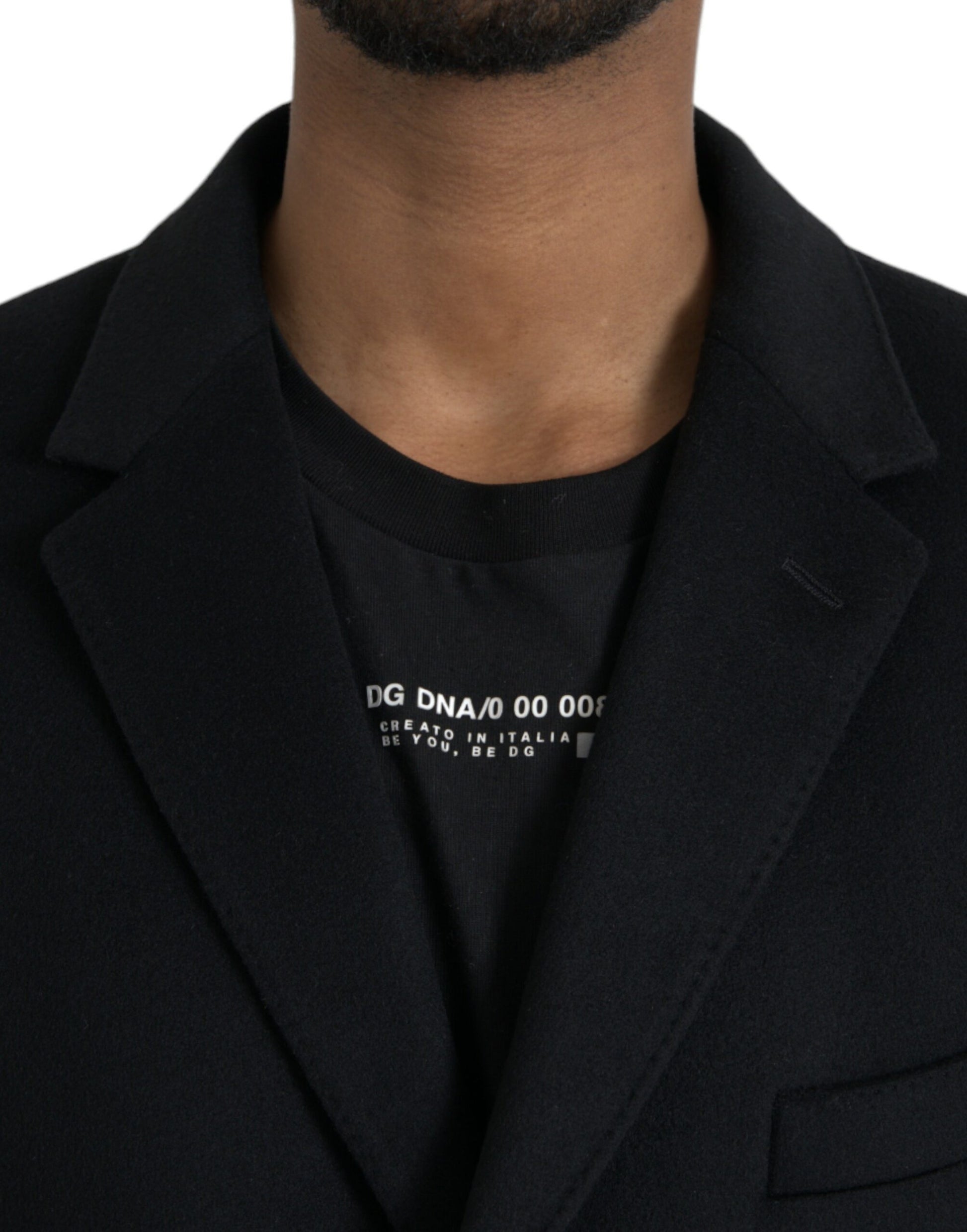 Black Wool Cashmere Trench Coat Jacket