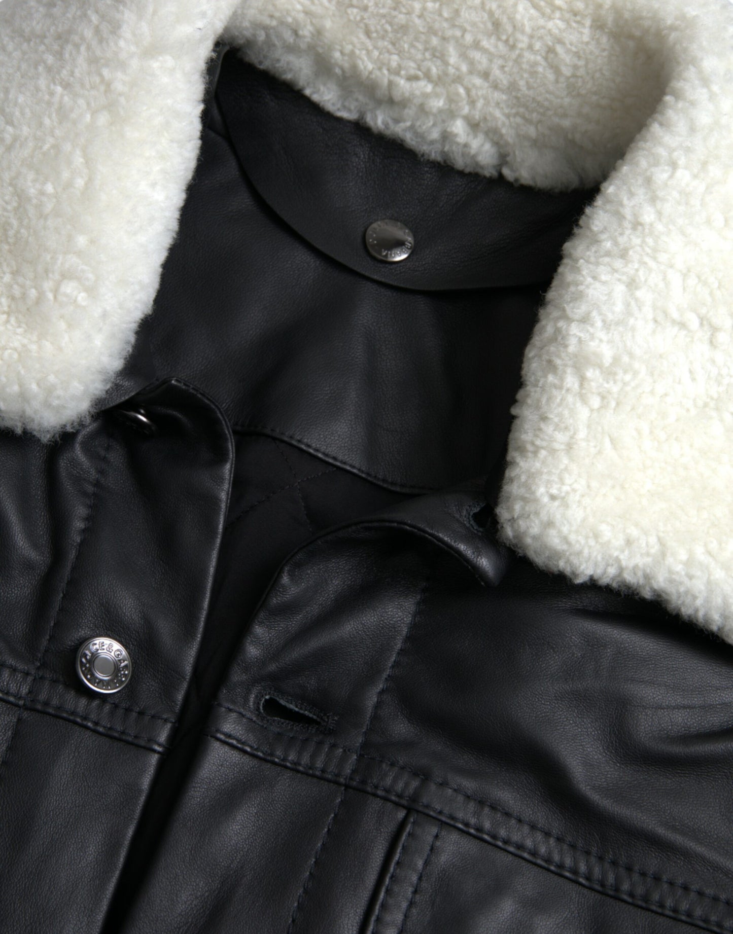 Black Leather Fur Collar Biker Coat Jacket