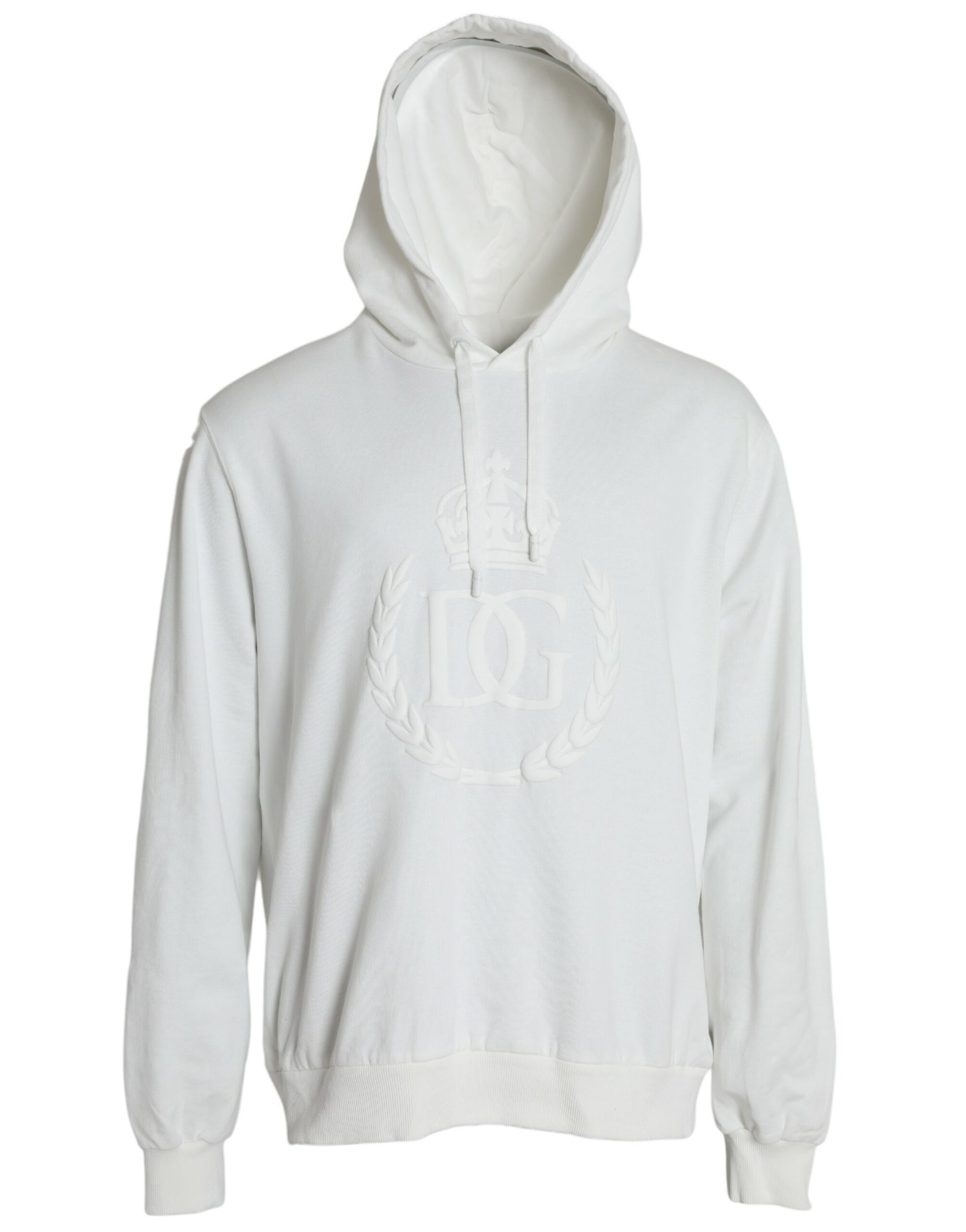 White Cotton Hooded Sweatshirt Pullover Sweater