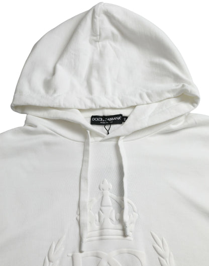 White Cotton Hooded Sweatshirt Pullover Sweater